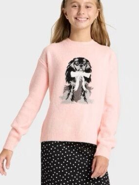 art class Light Pink Girls Sweater with Black Graphic Size M (7/8)